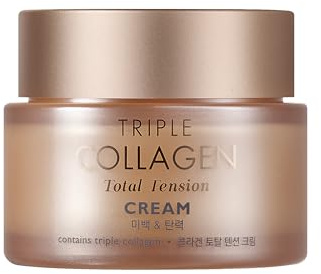 TONYMOLY Triple Collagen Total Tension Cream - Crème raffermissante de la peau, anti-rides, éclaircissante au collagène pour le visage avec niacinamide, Vit C - Soin du visage coréen pour tous les