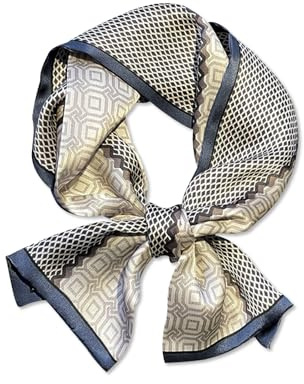 LumiSyne Skinny Seidenschal Damen Schmale Lange Halstuch Vintage Geometrisch Buchstaben Gedruckt Bunte Malerei Muster Satin Kleine Seidentuch Multifunktionales Kopfschmuck Haarschal Griff Wrap Ribbon