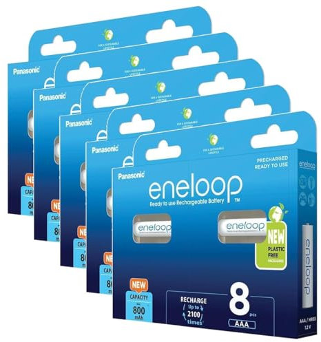 Eneloop Pack of 5 x 8 Rechargeable Ni-MH Micro AAA Batteries 800mAh