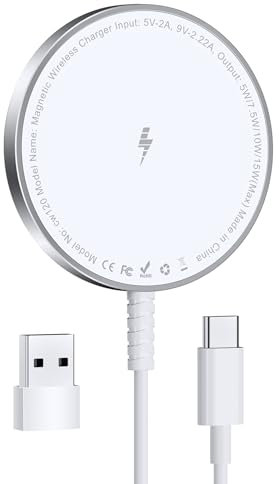 Mag-Safe Ladegerät für iPhone Ladestation: Magnet Wireless Charger Induktive Kabelloses Ladepad Kompatibel mit iPhone 17 Air 16e 16 15 14 13 12 und Air-Pods 4 3 2 Pro (Ohne Netzteil, 1 Stück)