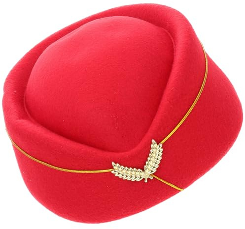 COSMEVIVI Flugbegleitermütze Cosplay Stewardess Hut Aus Leichtem Material in Rot Für Damen Party Kostüm Zubehör