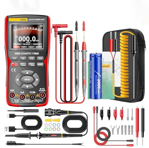 Mini Oscilloscope Numérique AOS02 Multimètre à Oscilloscope Portable Écran Couleur Bande Passante 10Mhz 9999 comptes Kit de Testeur Oscilloscope avec Batterie Rechargeable