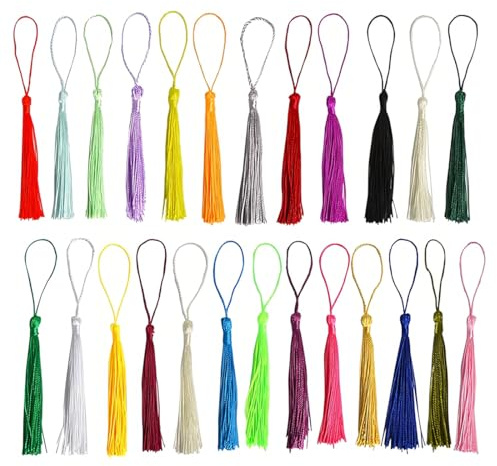 AFCJLTO Lot de 50 tassels créatifs pour signets, souvenirs, cartes demandes et travaux manuels, accessoires d'artisanat et marques-pages, Couleurs aléatoires, Un must-have pour les de loisirs créatifs