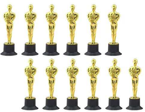 DERAYEE 12 Stück Pokal Klein, Pokal Kinder, Gold Kunststoff Trophy Cup,Pokal Kindergeburtstag,Schulspiele,Feiern,Preis,Mitgebsel