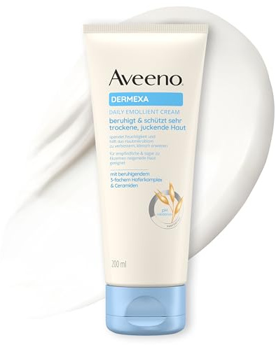 Aveeno Dermexa Feuchtigkeitsspendende Emollientien Creme,Bodylotion, 200 ml | Körperlotion mit beruhigendem Haferkomplex ,sehr trockene, juckende, empfindliche, zu Ekzemen & Neurodermitis neigende Haut