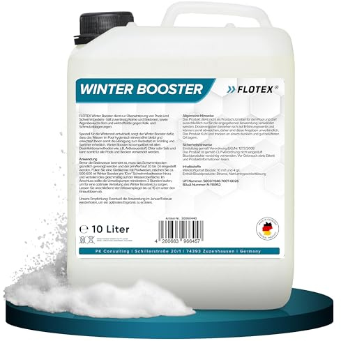 FLOTEX® - Effektiver Winter Booster 10L | Pool Wintermittel | Winterschutzmittel für Pools | Wintermittel für Pool | Pool Überwinterungsmittel Algizid | Einfache Winter Poolpflege