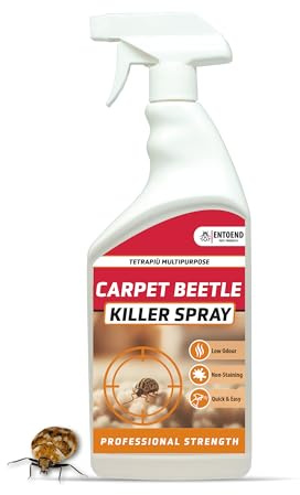 ENTOEND Carpet Beetle Killer 1L - Tetrapiu Multipurpose. Strong, Professional Strength Permethrin Spray for the Home. Non Staining & Low Odour Formula, Ideal for Carpets, Rugs & More