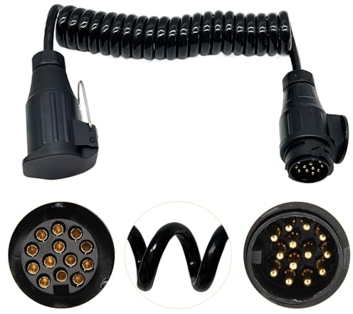 Sepzlly Spiralkabel Verlängerungskabel, 13-polig auf 13 Polig Adapter Stecker Männlich/Weibliche Stecker Verbindung 3.0m Anhängerstecker Anhängerkabel Kabeladapter für Bootstrailer Anhänger Caravan