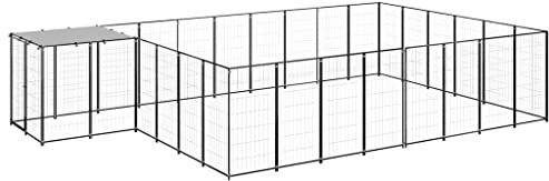 DYRJDJWIDHW hundegitter Wohnung,Hunde Filme,hasenstall,Hundezwinger Schwarz 15,73 m² StahlEntworfen für Garten und Terrasse.