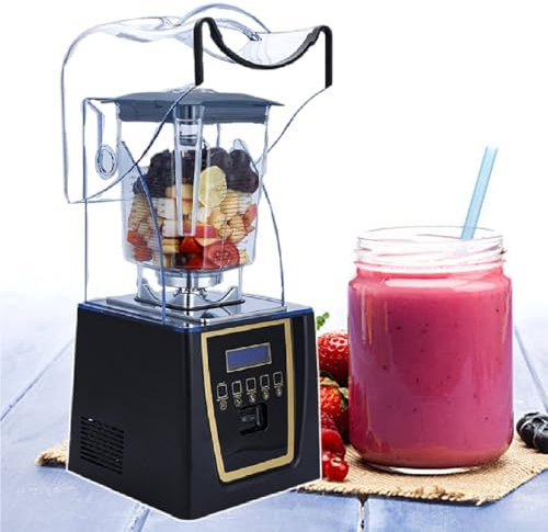 Licuadora Comercial Silenciosa, Licuadora Profesional De Encimera De 1800 W Con Jarra De 70 Oz Y FuncióN De Autolimpieza, MáQuina Para Batidos Insonorizada De 30 000 R/Min,110V