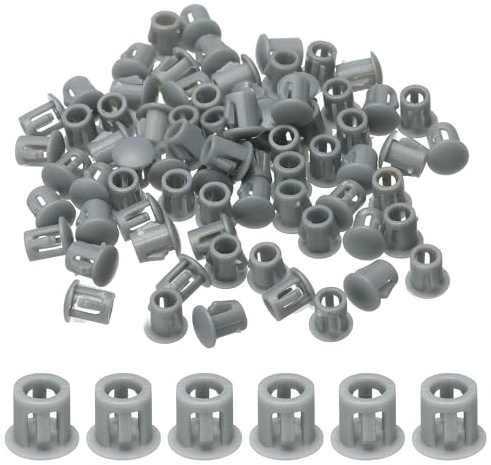 sourcing map 70pcs Nylon Plastic Hole Plugs, 1/5(5mm) Round Drill Screw Hole Plugs Covers Knockout Locking Plastic Plugs Insert End Caps for Kitchen Cabinet Furniture, Dark Gray
