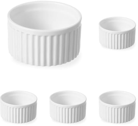 HENDI Ramequin, Blanc Éclatant, ø90 x (H)48 mm (Lot de 5)