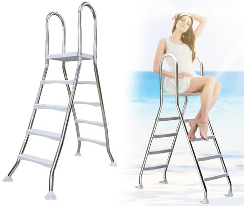 AIBOTY Escalera para Piscinas Elevadas, Escalera de Acero Inoxidable para Piscinas Elevadas, Escalera para Piscinas Elevadas, Escalera para Piscinas, Carga 250kg
