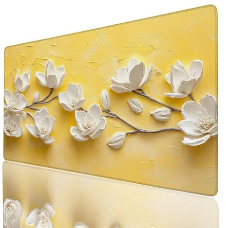 Tapis de Souris xxl 1000x400x3mm, Grand Tapis Bureau Paysage, Bords Cousus Antidérapant et Imperméable, Fleur Mouse Pad Compatible Clavier Sans fil et Souris Sans Fil, Bureau Gaming Accessoire 6129GYL