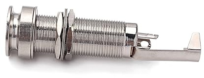 Gitarrenausgangsbuchse 1/4 Zoll 6, 35mm Gt204 Zylinder | Silber, Kupfer Kunststoff, 3 Prongs mit Metall Unterlegscheibe und Mutter
