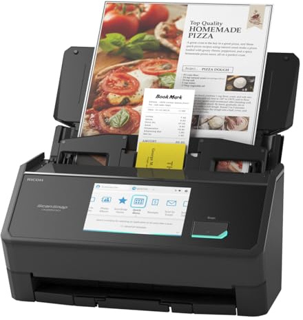 ScanSnap iX2500 - Scanner wireless o USB ad alta velocità per documenti, foto e ricevute, con grande touchscreen e alimentatore automatico di documenti da 100 pagine, per Mac o PC, nero