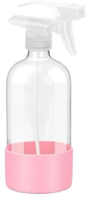HESHUWEN Pulverizador Agua Botellas de Spray de Vidrio de 500 ml con Funda de Silicona, vacías y Transparentes, for hidratación Facial, Cuidado del Cabello, 1/2 Unidades Pulverizador(Pink)