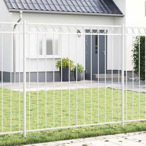 Gartenzaun Weiß Stahl, 180x90cm Sichtschutz für Garten Terrasse, Robuste Zaunpaneele, Langlebige Outdoor-Sichtschutzwand, Modernes Design, Einfache Montage