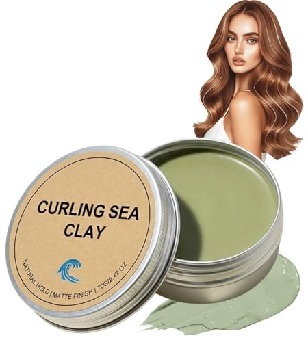 Curling Sea Clay - High Hold Low Shine Hair Styling Clay, Natural Ingredients - Curls, Texture & Volume for All Hair Types