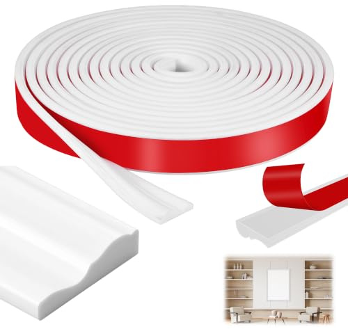 Starvortex 7m x 3.9cm Molduras Pared Autoadhesivas | Molduras Decorativas Pared, Kits de Moldura Adhesiva para Rodapies Zocalos Blanco