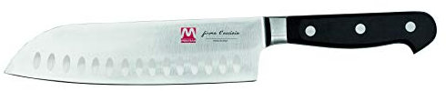 Ambrogio Sanelli, Maitre Coltello da Cucina Santoku, Coltello Chef con Lama Alveolata in Acciaio Inox all'Azoto 18 cm e Manico Ergonomico, Coltelli da Cucina Professionali, Made in Italy