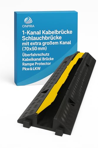 ONPIRA® Kabelbrücke 1-Kanal – Kabelkanal Rampe – Überfahrschutz für Stromkabel, Leitungen & Schläuche – Ideal für Pkw, LKW, Events & Baustellen