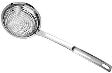 Espumadera Colador Colador Premium Fino Acero inoxidable Skimmer Skimmer Mess Shaliners con cómodos asas resistentes antideslizantes para la cocina Coladores de Cocina (Size : Medium)