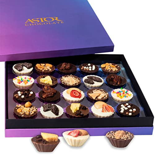 Chocolate Candy Assorted Belgian Chocolate Gift Box, 20 Fancy Chocolates Dessert Truffles For Easter, 8 Unique Flavors, Candy Gift Baskets For Adults, Family, Women and Men By Astor Chocolate