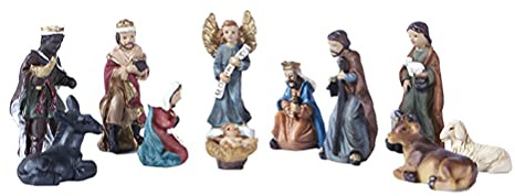 NUOBESTY Christmas Nativity Figurine Jesus Birth Set Statue Crib Figures Holiday Cake Topper Figurine Eve Decor for Home Fireplace