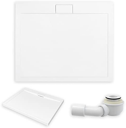 KOLMAN Duschwanne 130x90 cm Rechteck, Weiß, Acryl, Flach, Glatt, Ablaufgarnitur Ø 50 mm, Design-Duschtasse Rechteckig Axim Slim