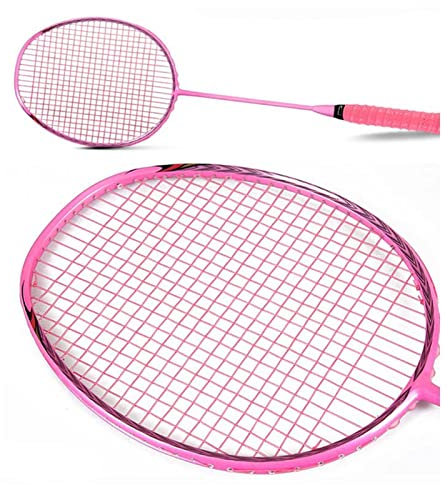 BoNene Badminton Schläger 100% Carbon Professional Badmintonschläger mit Beutel Ultralight Offensive Badmintonschläger Schläger Racquet Outdoor Sport Sportwaren Badminton Schläger Set (Size : Pink)