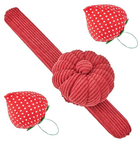 HOBBIESAY 3 Stück 2 Stile Baumwolle Cord Kürbis Nadelhalter Kissen Erdbeerform Nähen Nadelkissen Tragbare Kreuzstich Nadelkissen Für DIY Handwerk Handarbeiten Zubehör