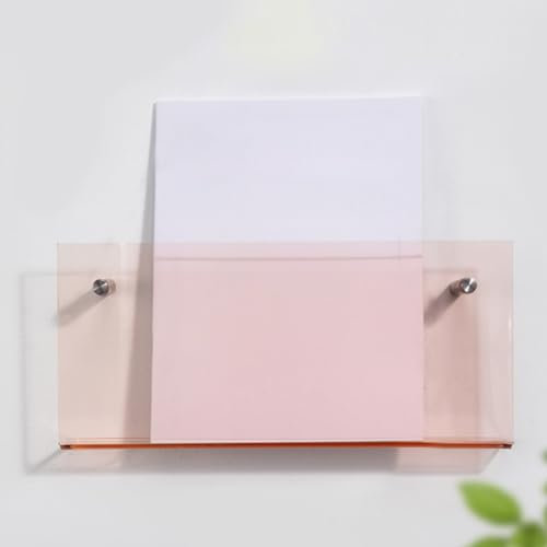 ZJKXJH zeitungsständer Rosa Acryl-Wandmagazin-Regal, Klar Broschürenhalter Einstellbare Hängende Schwimmende Buchregale Halter Für Büro, Kirche, Coffee Shop (Color : Pink, Size : L - 40cm)