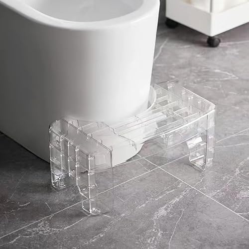 PIURUF Stabiler, transparenter Toilettenhocker mit Fußstütze, rutschfester Badezimmer-Tritthocker, Kothocker, richtet den Dickdarm aus für schnellere, einfachere Entlastung