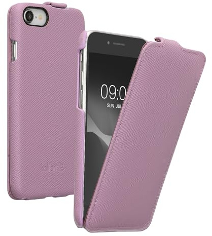 kalibri Flip Hülle Ultra Slim kompatibel mit Apple iPhone SE (2022) / iPhone SE (2020) / iPhone 8 / iPhone 7 - Leder Case Schutzhülle Tasche in Mauve