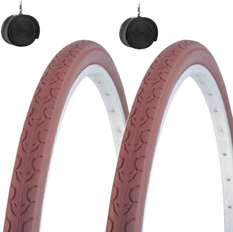 2 Reifen 700 x 35C + braune Reifen für Straßen und klassisches City-Bike, Trekking für Erwachsene, 28 Zoll, Vintage