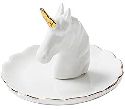 Ring Teller,Schmuck Tablett,Keramik Schmuckschale,Schmucktablett,Ringhalter,Schlüsseltablett,Schlüssel Ringschale,fürDiele,Tisch,Raumdekoration,Geburtstagsgeschenk für Frauen,Einhorn A,8 x 12 cm