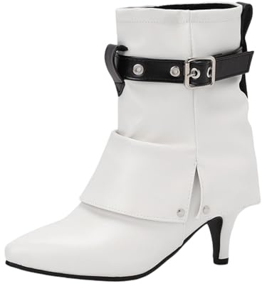 Xytraiihw Damen Stiefel Herbst Winter Pointed Toe Stiefeletten Stilett Mit Niet Ankle Boots Casual Klassischer Booties Große Größe High Heel Stiefeletten