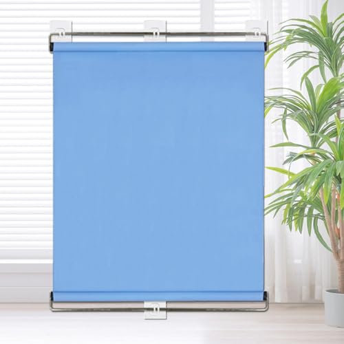 KOOEIN Verdunkelungsrollos,Rollos Ohne Bohren Mit Thermischer Isolierung,Sonnenschutzrollos Mit UV-Schutz,Verstellbare Türrollosfür Haus,Büro, Weisiliyige,Blue-32x200cm/12.6x78.7in