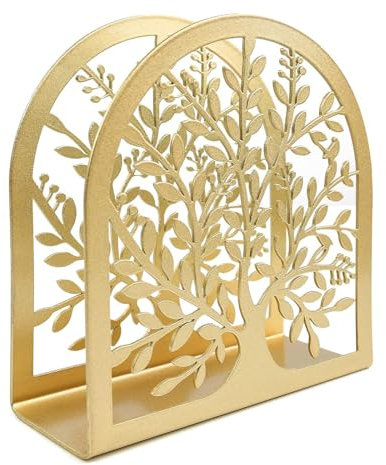 Napkin Holder, Napkin Holders for Tables Metal Standing Serviette Holder Tree of Life Design Gold Napkins Holder for Kitchen, Cafes, Restaurants, Weddings Parties