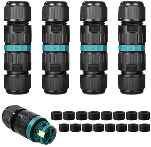 4 Stück Kabelverbinder Wasserdicht IP68 für Ø5-12 mm Kabeldurchmesser，Verbindungsmuffe Erdkabel Abzweigdose 3 Polig，Verbindungsbox Abzweigdose Für Garten, Außenbereich, Boden