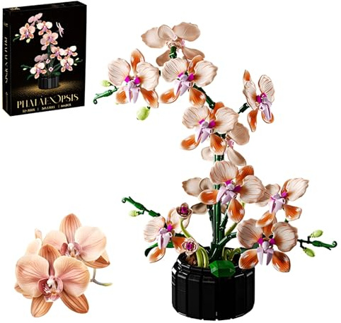 Orchidee Blume Bausteine Bausatz Botanische Sammlung Modell für Haus Dekor | 886Stück Künstliche Floral Ziegel Set, Große Geschenke für Geburtstag und Jahrestag für Sie und Ihn