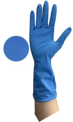 100 Pack –Super Duper Extra Strong Disposable 12-Inch - Extended Long Cuff TEXTURED GRIP Blue Nitrile Examination Gloves - Powder-Free, Latex-Free Food, Medical & Industrial Grade – 2XL - XX-Large