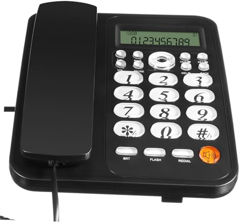 OKUMEYR Telefono Fisso Cablato con Display e Identificazione Chiamante Multifunzione con Rifiuto e Trasferimento Chiamate Design Classico per Casa e Ufficio Stabile e Resistente Adatto