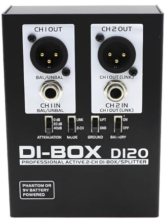 NVOQILIN DI20 Sound Active BOX Professional 2 Channel/Splitter For Stage Studio Converts Unbalanced To Balanced Sound