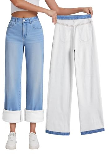 EMMIOL Women's 2026 Wide Leg Jeans Distress Mid Waist Denim Pants Vintage Y2K Trousers