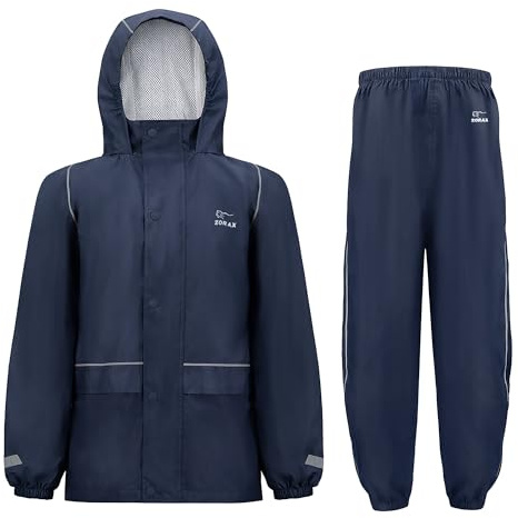 Zorax Kids Rain Suit Jacket and Trouser | Raincoat and Pants Hooded Suit Waterproof Light Weight Unisex Windproof for Boys and Girls ,Carry Bag