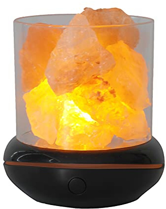 RASTKY Veilleuse en Pierre de Sel en Cristal, Diffuseur D'huiles Essentielles USB, 7 Couleurs, Lampe LED en Cristal de Roche, Diffuseur D'aromathérapie Tranquille pour Chambre à Coucher, Bureau à