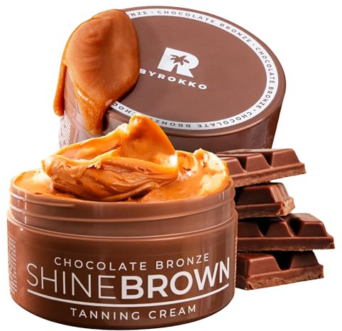 BYROKKO Shine Brown Chocolate Bronze Sunbed Tanning Accelerator (200 ml), Bronze Cream Effective in Sunbeds & Outdoor Sun, Super XXL Fast Bronzing Cream for Intense Chocolate Tan