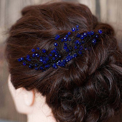 blauer Strass Blume Haarkamm Hochzeit Kristall Haarreif Eleganter Kopfschmuck